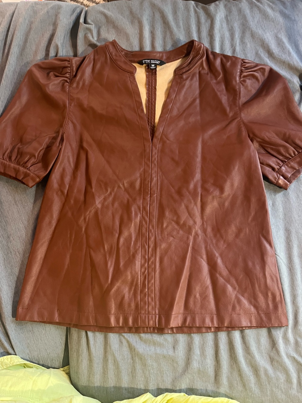 Steve Madden Chestnut Brown Faux Leather shirt
